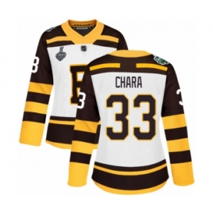 Women's Boston Bruins #33 Zdeno Chara Authentic White Winter Classic 2019 Stanley Cup Final Bound Hockey Jersey