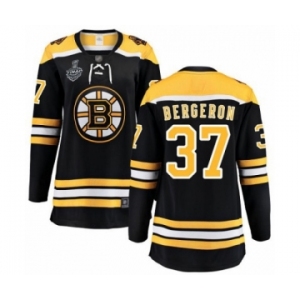 Women's Boston Bruins #37 Patrice Bergeron Authentic Black Home Fanatics Branded Breakaway 2019 Stanley Cup Final Bound Hockey Jersey