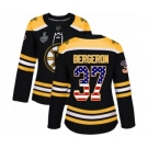 Women's Boston Bruins #37 Patrice Bergeron Authentic Black USA Flag Fashion 2019 Stanley Cup Final Bound Hockey Jersey