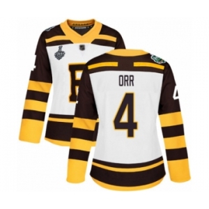 Women's Boston Bruins #4 Bobby Orr Authentic White Winter Classic 2019 Stanley Cup Final Bound Hockey Jersey