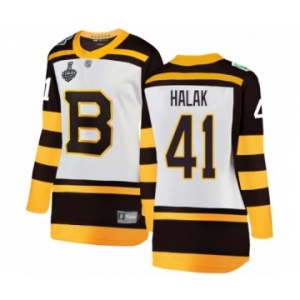 Women's Boston Bruins #41 Jaroslav Halak White Winter Classic Fanatics Branded Breakaway 2019 Stanley Cup Final Bound Hockey Jersey