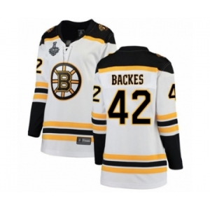 Women's Boston Bruins #42 David Backes Authentic White Away Fanatics Branded Breakaway 2019 Stanley Cup Final Bound Hockey Jersey