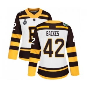 Women's Boston Bruins #42 David Backes Authentic White Winter Classic 2019 Stanley Cup Final Bound Hockey Jersey