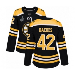 Women's Boston Bruins #42 David Backes Premier Black Home 2019 Stanley Cup Final Bound Hockey Jersey