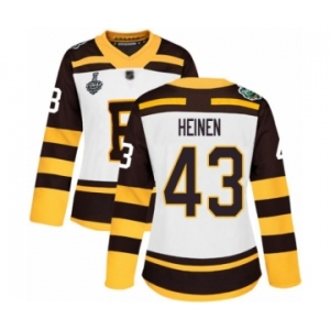 Women's Boston Bruins #43 Danton Heinen Authentic White Winter Classic 2019 Stanley Cup Final Bound Hockey Jersey