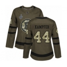 Women's Boston Bruins #44 Steven Kampfer Authentic Green Salute to Service 2019 Stanley Cup Final Bound Hockey Jersey