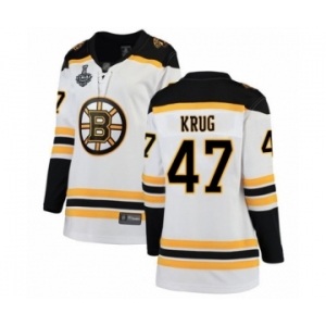 Women's Boston Bruins #47 Torey Krug Authentic White Away Fanatics Branded Breakaway 2019 Stanley Cup Final Bound Hockey Jersey