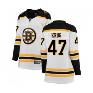 Women's Boston Bruins #47 Torey Krug Authentic White Away Fanatics Branded Breakaway Hockey Jersey