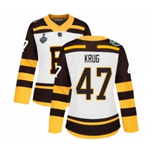 Women's Boston Bruins #47 Torey Krug Authentic White Winter Classic 2019 Stanley Cup Final Bound Hockey Jersey