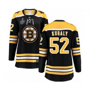 Women's Boston Bruins #52 Sean Kuraly Authentic Black Home Fanatics Branded Breakaway 2019 Stanley Cup Final Bound Hockey Jersey