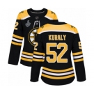 Women's Boston Bruins #52 Sean Kuraly Premier Black Home 2019 Stanley Cup Final Bound Hockey Jersey