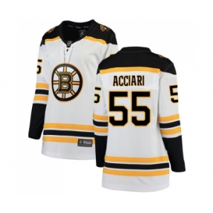 Women's Boston Bruins #55 Noel Acciari Authentic White Away Fanatics Branded Breakaway Hockey Jersey