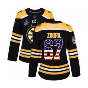 Women's Boston Bruins #67 Jakub Zboril Authentic Black USA Flag Fashion 2019 Stanley Cup Final Bound Hockey Jersey