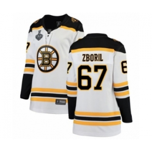 Women's Boston Bruins #67 Jakub Zboril Authentic White Away Fanatics Branded Breakaway 2019 Stanley Cup Final Bound Hockey Jersey