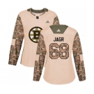 Women's Boston Bruins #68 Jaromir Jagr Authentic Camo Veterans Day Practice Hockey Jersey