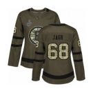 Women's Boston Bruins #68 Jaromir Jagr Authentic Green Salute to Service 2019 Stanley Cup Final Bound Hockey Jersey