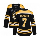 Women's Boston Bruins #7 Phil Esposito Authentic Black Home 2019 Stanley Cup Final Bound Hockey Jersey