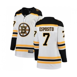 Women's Boston Bruins #7 Phil Esposito Authentic White Away Fanatics Branded Breakaway Hockey Jersey
