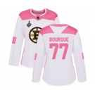 Women's Boston Bruins #77 Ray Bourque Authentic White Pink Fashion 2019 Stanley Cup Final Bound Hockey Jersey