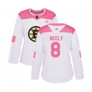 Women's Boston Bruins #8 Cam Neely Authentic White Pink Fashion Hockey Jersey