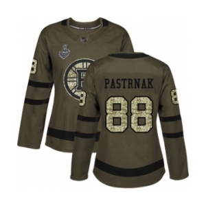 Women's Boston Bruins #88 David Pastrnak Authentic Green Salute to Service 2019 Stanley Cup Final Bound Hockey Jersey