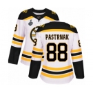 Women's Boston Bruins #88 David Pastrnak Authentic White Away 2019 Stanley Cup Final Bound Hockey Jersey