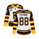 Women's Boston Bruins #88 David Pastrnak Authentic White Winter Classic 2019 Stanley Cup Final Bound Hockey Jersey