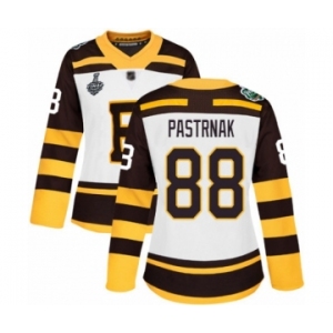 Women's Boston Bruins #88 David Pastrnak Authentic White Winter Classic 2019 Stanley Cup Final Bound Hockey Jersey