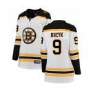 Women's Boston Bruins #9 Johnny Bucyk Authentic White Away Fanatics Branded Breakaway Hockey Jersey