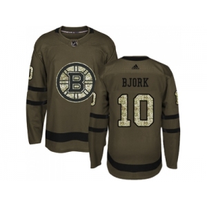 Youth Adidas Boston Bruins #10 Anders Bjork Green Salute to Service Stitched NHL Jersey