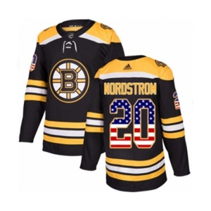 Youth Adidas Boston Bruins #20 Joakim Nordstrom Authentic Black USA Flag Fashion NHL Jersey