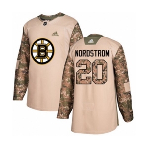 Youth Adidas Boston Bruins #20 Joakim Nordstrom Authentic Camo Veterans Day Practice NHL Jersey