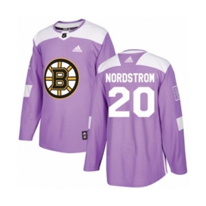 Youth Adidas Boston Bruins #20 Joakim Nordstrom Authentic Purple Fights Cancer Practice NHL Jersey