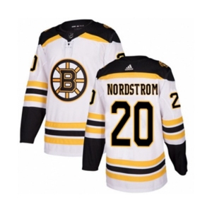 Youth Adidas Boston Bruins #20 Joakim Nordstrom Authentic White Away NHL Jersey