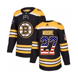 Youth Adidas Boston Bruins #27 John Moore Authentic Black USA Flag Fashion NHL Jersey