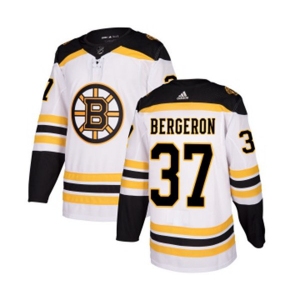 Youth Adidas Boston Bruins #37 Patrice Bergeron Authentic White Away NHL Jersey