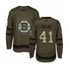 Youth Adidas Boston Bruins #41 Jaroslav Halak Authentic Green Salute to Service NHL Jersey