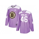 Youth Adidas Boston Bruins #46 David Krejci Purple Authentic Fights Cancer Stitched NHL Jersey