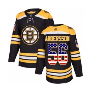 Youth Adidas Boston Bruins #56 Axel Andersson Authentic Black USA Flag Fashion NHL Jersey