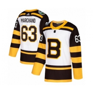 Youth Adidas Boston Bruins #63 Brad Marchand Authentic White 2019 Winter Classic NHL Jersey