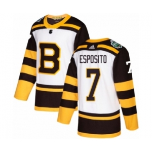 Youth Adidas Boston Bruins #7 Phil Esposito Authentic White 2019 Winter Classic NHL Jersey