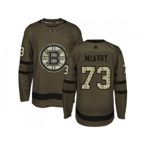 Youth Adidas Boston Bruins #73 Charlie McAvoy Green Salute to Service Stitched NHL Jersey