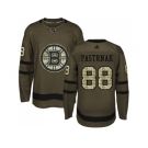 Youth Adidas Boston Bruins #88 David Pastrnak Green Salute to Service Stitched NHL Jersey