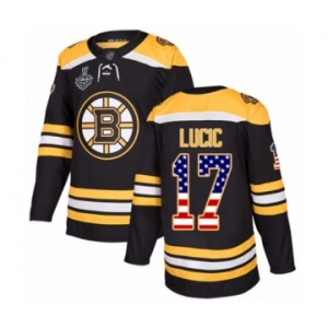 Youth Boston Bruins #17 Milan Lucic Authentic Black USA Flag Fashion 2019 Stanley Cup Final Bound Hockey Jersey