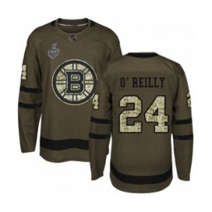 Youth Boston Bruins #24 Terry O'Reilly Premier Green Salute to Service 2019 Stanley Cup Final Bound Hockey Jersey