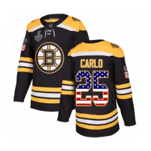 Youth Boston Bruins #25 Brandon Carlo Authentic Black USA Flag Fashion 2019 Stanley Cup Final Bound Hockey Jersey