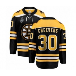 Youth Boston Bruins #30 Gerry Cheevers Authentic Black Home Fanatics Branded Breakaway 2019 Stanley Cup Final Bound Hockey Jersey