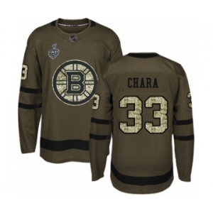 Youth Boston Bruins #33 Zdeno Chara Authentic Green Salute to Service 2019 Stanley Cup Final Bound Hockey Jersey