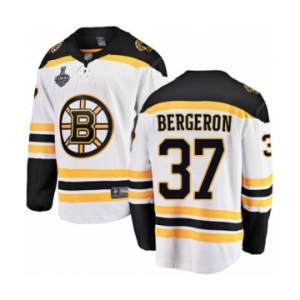 Youth Boston Bruins #37 Patrice Bergeron Authentic White Away Fanatics Branded Breakaway 2019 Stanley Cup Final Bound Hockey Jersey