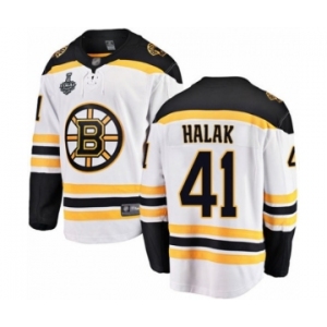 Youth Boston Bruins #41 Jaroslav Halak Authentic White Away Fanatics Branded Breakaway 2019 Stanley Cup Final Bound Hockey Jersey